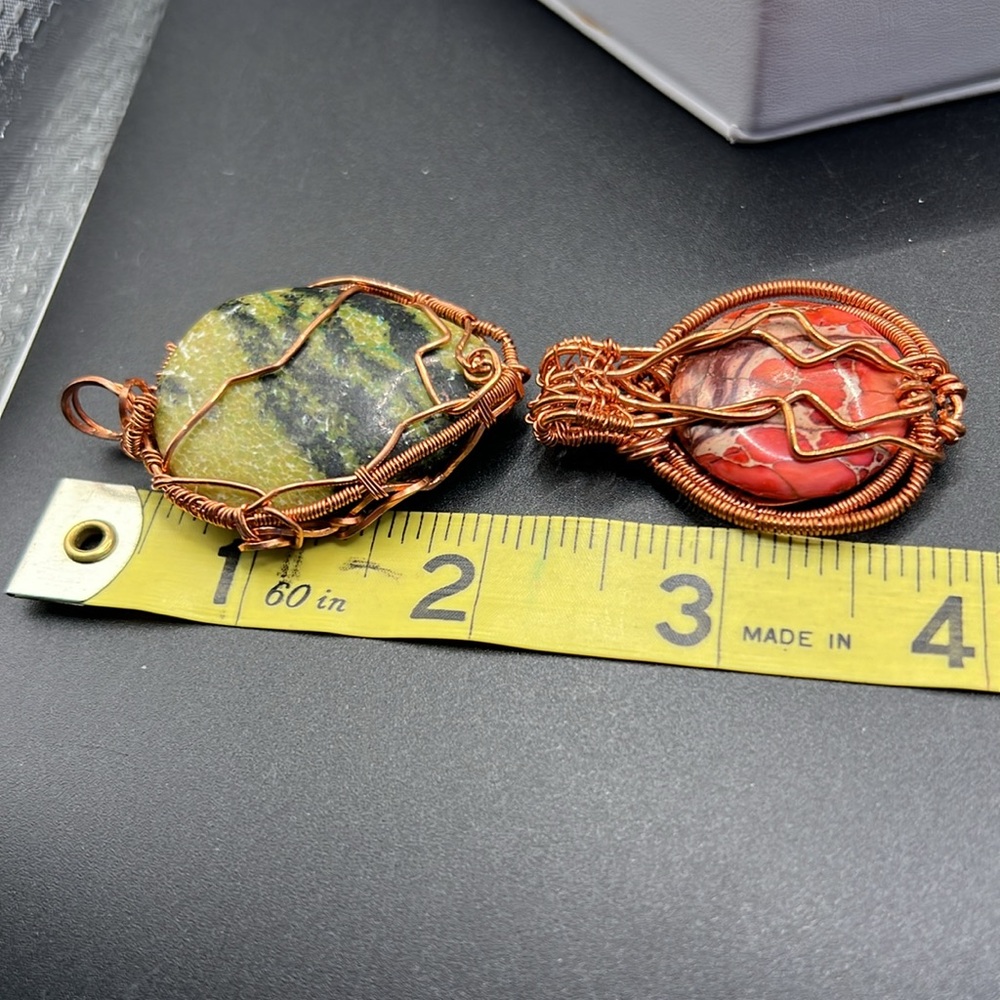 Copper Wire Wrapped Stone Pendants - image 5